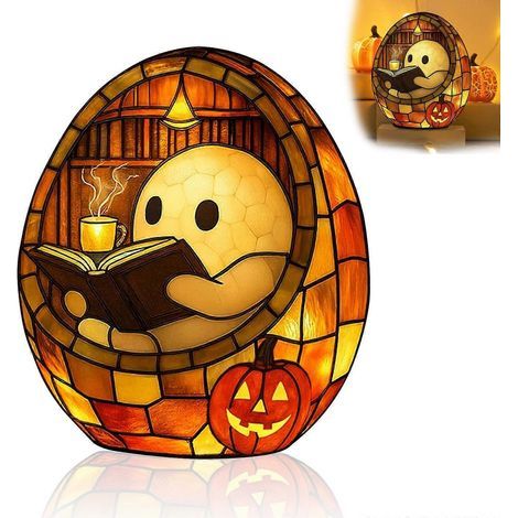 Lampe de lecture fantôme, veilleuse fantôme d'Halloween faite main, décoration fantôme pour chambre ou bureau, cadeau pour les lecteurs, rechargeable par USB, portable, pour tables (1/5)