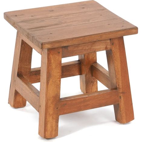 Tabouret PALO  27 x 26 cm (H x L), tabouret rustique en bois, acajou  Couleur : 08 miel ciré (1/5)
