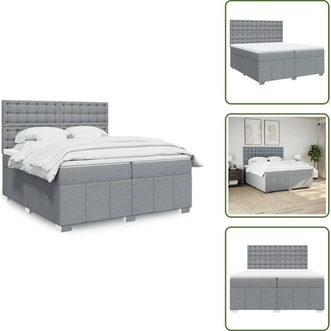 Sommier à lattes de lit avec matelas Gris clair 200x200cm Tissu - Sommier À Lattes De Lit - Sommiers À Lattes De Lit - Lit - Meuble De Chambre À Coucher (1/5)