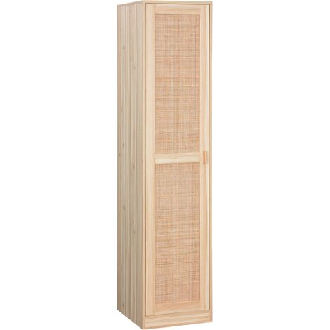 sweeek - Kleiderschrank mit Rattan-Geflecht und Holzdekor, 1 Tür, 5 Regale (1/5)