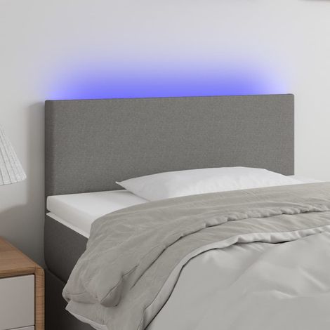 Tête de lit à LED Armoire de tête de lit Gris foncé 100x5x78/88 cm Tissu 61002 (1/5)