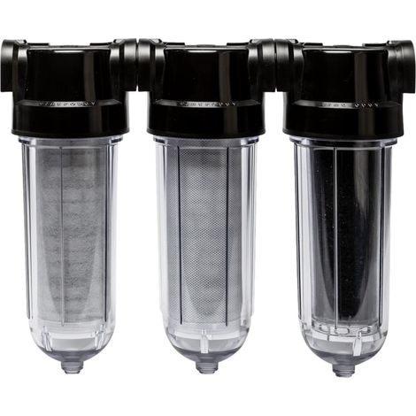 Cintropur – Filtre à eau domestique double tamis 5-300µm – Charbon actif pour chlore et micropolluants – Débit 0,5 m³/h – Installation sur canalisations rigides