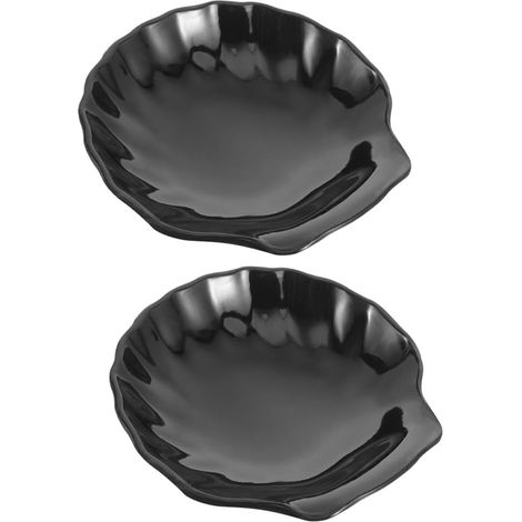 SECFOU Lot de 2 porte-savons noirs en forme coquillage , fabriqués dans un matériau durable avec une (1/5)
