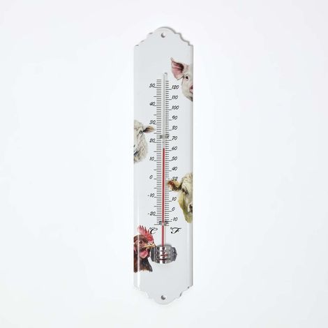 HOMESCAPES Outdoor Thermometer with Farmyard Animal Design (1/5)