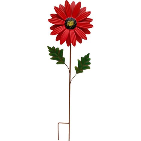 Fleur métallique décorative de jardin en fer résistant aux UV, hauteur 69cm avec base robuste en stake métallique, diamètre fleur 20cm - Multicolore vibrante pour embellir votre terrasse ou jardin (1/5)