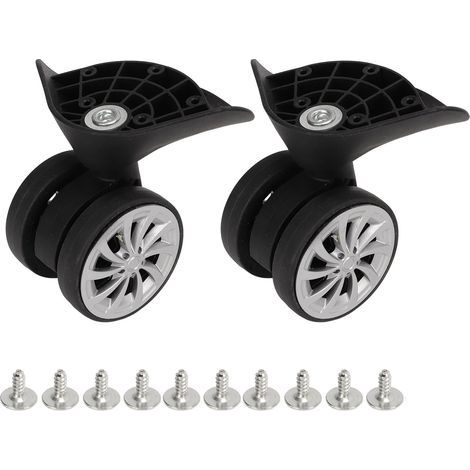 pair of black nylon suitcase wheels, replacement luggage wheels, travel upgrade (1/5)