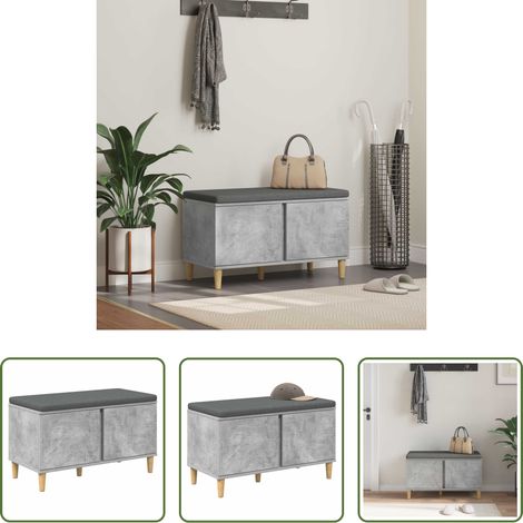 vidaXL Sitzbank -  Flurbank mit Kissen mit Speicher Betongrau 80 x 38 x 46 cm (1/5)