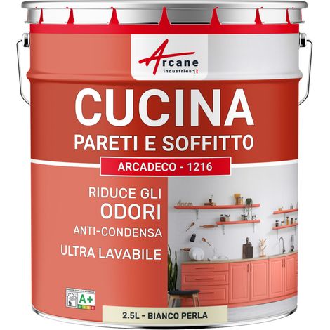 Pittura cucina lavabile, parete e soffitto: ARCADECO - 1216 - 2,5 L Bianco Perla - RAL 1013 - ARCANE INDUSTRIES