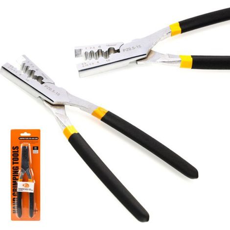 Pince À Sertir - 0,5 À 16 Mm² - Pour Embouts Isolés Et Non Isolés - Poignées Caoutchoutées - 220 Mm (1/4)