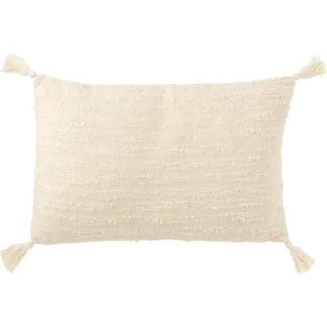 Coussin Déco à Pompons "Marea" 40x60cm Crème (1/2)