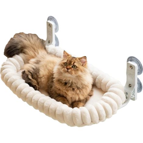 Hamac Pour Chat - Support Fenêtre Pliable Tapis Amovible Jusqu'à 18kg - Installation Sans Outil - 54x36x8cm (1/5)
