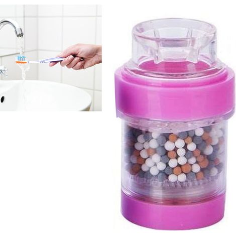 Filtre à robinet à montage direct, purificateur d'eau, élimine les métaux lourds et le calcaire, rose, pour la maison, la cuisine et la salle de bain. (1/5)