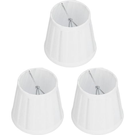 Jeffergarden 3 pièces abat-jour en tissu E14 Clip sur couvercle de lampe en tissu pour lustre applique bureau décor à la maison (blanc) (1/5)