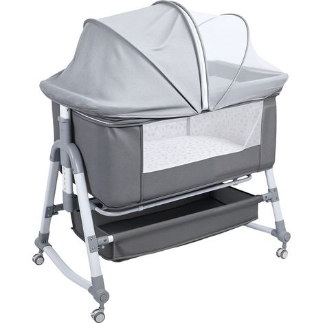Berceau - Lit cododo, hauteur réglable, avec moustiquaire amovible, 95 x 57 x 102 cm (gris) (1/5)