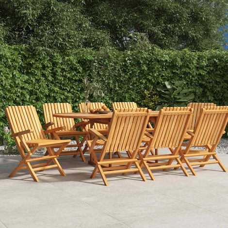 Lot de 8 Chaises de Jardin Pliantes en Bois de Teck Massif pour Terrasse et Balcon 61x67x90cm - PANGIVO (1/5)
