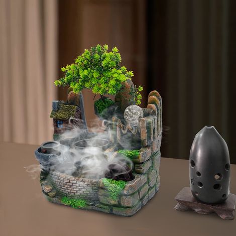 YISSALE – Fontaine de table d'intérieur avec lumière LED - Cascade d'eau relaxante pour salon, bureau, chambre, salle de yoga et méditation - Déco zen (1/5)