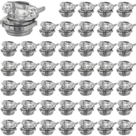 50PCS, 1/2 inch Clamp Type Cable Connectors, Zinc Alloy Wire Clamps for NM Cables, Electrical Wires, Metal Conduit, Electrical Box (1/5)