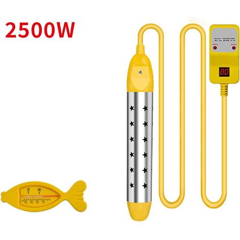 Tauchsieder 2500 W (3,7 x 25 cm), tragbarer Mini-Reisekessel, multifunktionales Heizelement, ideal zum Erhitzen von Trinkwasser, Badewasser 220 V, Digitalanzeige, einstellbare Temperatur