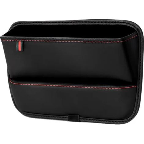 Organisateur de console centrale en cuir PU noir, remplisseur d'espace entre les sièges avant, pour téléphone, clés et petits objets. Accessoire auto pratique. (1/5)