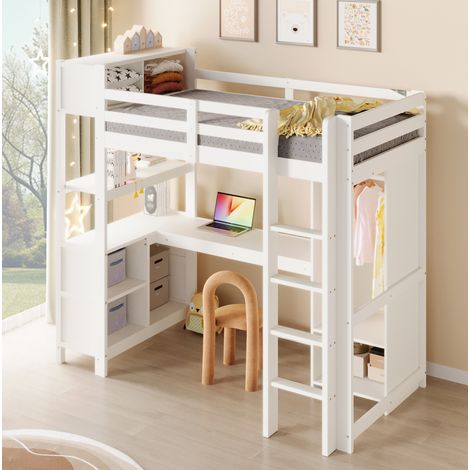 letto struttura 90x200 con scrivania e armadio OKMYHOME (1/5)