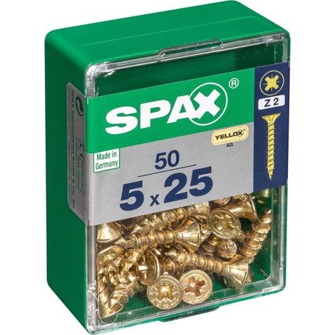 CAJA 50 uds. TORNILLO MADERA SPAX CAB. PLANA YELLOX 5,0x25mm SPAX (1/5)