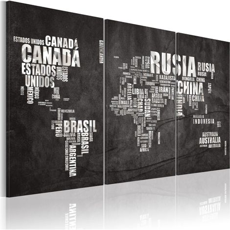 Quadro - Mappa del mondo (lingua spagnola): trittico - 90x60 (1/4)