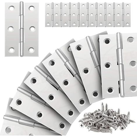 20 Stück Edelstahlscharniere, klappbare Flachscharniere für Schranktüren, 66-38 mm, für Wohnmöbelbeschläge, Kleiderschrank, Schubladentüren, mit Schrauben (1/5)