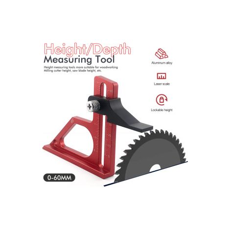 Lot de 2 règles de hauteur réglables pour scie sur table – En aluminium, multilingue – Aide à régler la fraise de toupie et la lame de scie