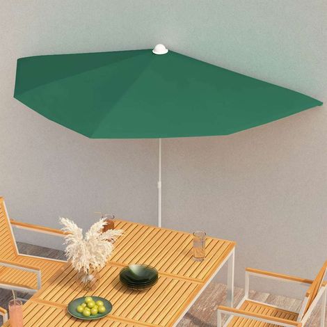 Demi-parasol de jardin avec mât 180x90 cm vert (1/5)