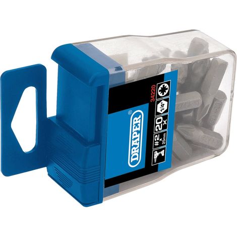 Draper Expert No.2 PZ Type 1/4" Insert Bits Set – 20 Pieces in Durable Plastic Storage Case (1/5)