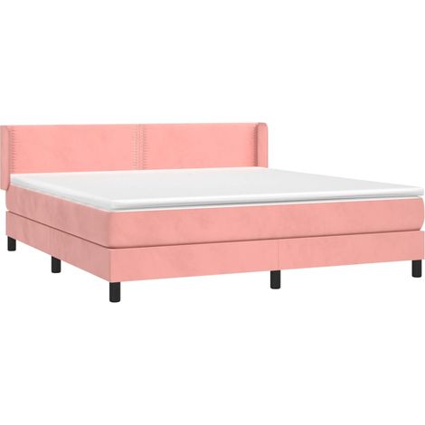 Sommier à lattes de lit avec matelas Rose 180x200 cm Velours vidaXL (1/5)