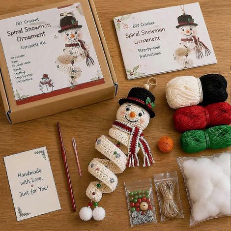 Décoration de Noël bonhomme de neige au crochet, suspension bonhomme de neige tricoté pour porte, joli pendentif festif pour la maison, ornement pour sapin de Noël (1/5)