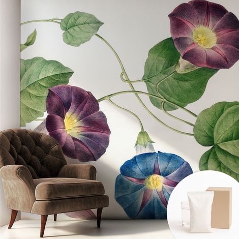 Tapete Vliestapete mit Kleber - Wanddekoration Wohnzimmer - Tapete Schlafzimmer Floristische Eleganz 250x250 cm (1/5)