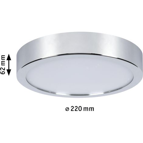 Plafonnier LED Panel Aviar IP44 rond 220 mm blanc, white switch chromé, avec 1 panneau led de 13 watts en matière plastique, 2700 K (1/5)