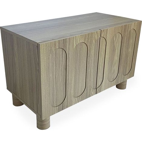 Buffet 2 Portes Sculptées "Phillip" 80cm Chêne Grisé (1/5)