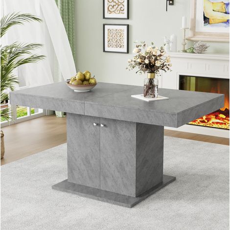 Tavolo da pranzo allungabile 140/180 x 80 x 76 cm con vano contenitore effetto cemento DESVIAE (1/5)
