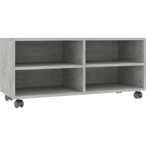Meuble TV, Étagère TV, Meuble de Salon, avec roulettes Gris cement 90 x 35 x 35 cm Aggloméré OIB7311E (1/5)