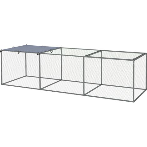 Enclos poulailler cage clapier extérieur 3 m² pour petits animaux dim. 3 x 1 x 0,8 m acier galvanisé (1/5)