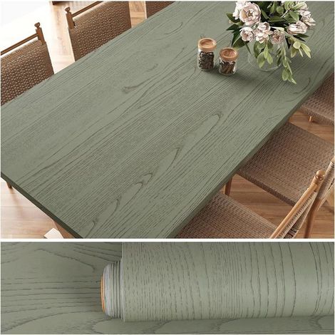 Papier Peint Bois Vert Autocollant Vinyle Adhesif 60Cm X 300Cm[BI119] (1/5)