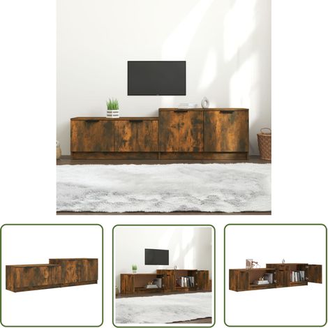 The Living Store Meuble TV Chêne fumé 158,5x36x45 cm Bois d'ingénierie - Meuble Tv - Meuble Téléviseur - Support Tv - Unité Tv - Meubles Salon (1/5)
