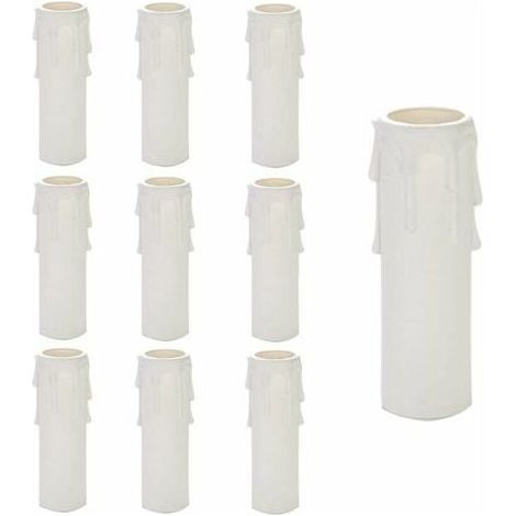 10 tubes pour bougies de lustre, blanc, 100 mm, diamètre intérieur 25 mm, diamètre extérieur 30 mm, pour lustres et appliques murales (1/5)