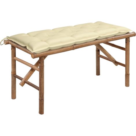 Banc de jardin pliable avec coussin 118 cm Bambou