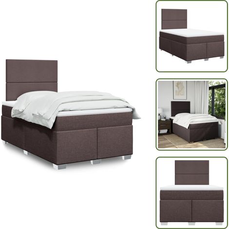 Sommier à lattes de lit et matelas marron foncé 120x190cm tissu - Sommier À Lattes De Lit - Sommiers À Lattes De Lit - Lit - Meuble De Chambre À Coucher (1/5)