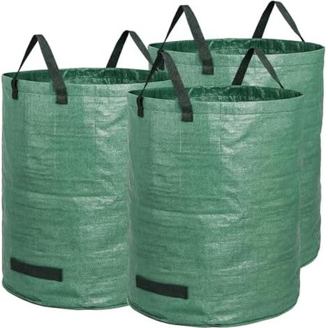 BigDean Gartensack 3X 272l Gartensack Laubsack Gartenabfallsack stabil - Gartensäcke für Gartenabfälle - Laubsäcke Rasenschnitt - Grünschnittsäcke faltbar, groß, robust aus Polypropylen-Gewebe 150GSM