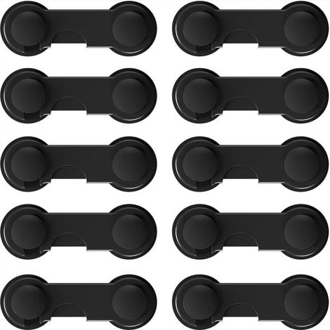[Paquete de 10] Cerraduras de seguridad para niños para puertas de gabinetes, prácticas cerraduras de seguridad para cajones de bebés con adhesivo fuerte para gabinetes, refrigeradores e inodoros (1/4)