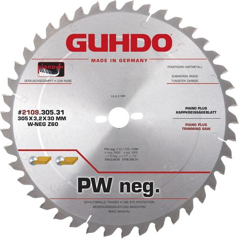 GUHDO HW-Piano plus Kappkreissägeblatt 350x3,6x30 mm Z42 WZ-neg. (1/4)