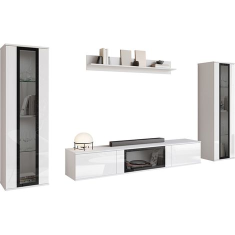 Conjunto de salón Torcame 103, Blanco + Blanco brillante