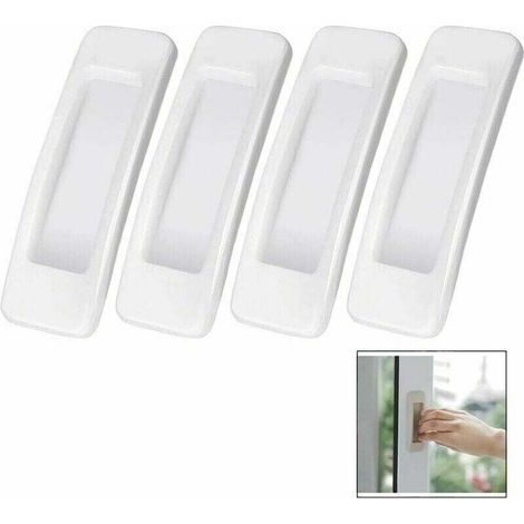 4 Pièces Poignée Autocollante Porte Coulissante - Blanc