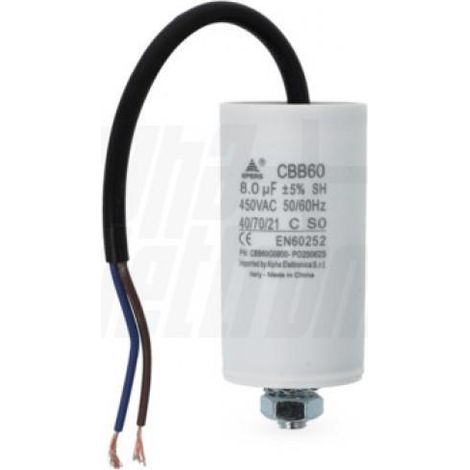 Alpha elettronica condensatore polipropilene con cavo 8uf 450v cbb60g0800 applicazioni motori e lampade