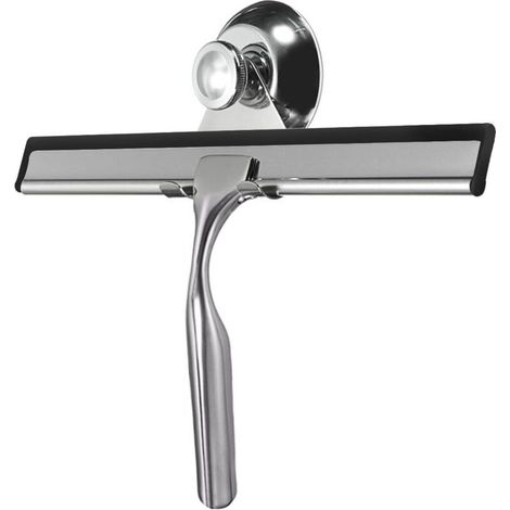 Grattoir pour vitre et douche en acier inoxydable et alliage de zinc avec ventouse puissante – idéal salle de bain, fenêtres, portes vitrées